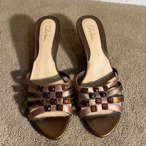 Cole Haan Brown Slide Kitten Heel